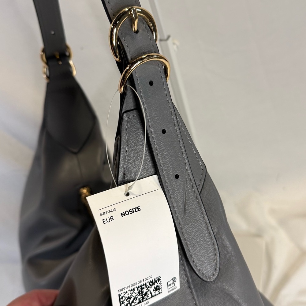 Oversized Gray Slouchy Rounded Shoulder / Crossbody Bag, H&M, NWT - Picture 8 of 12